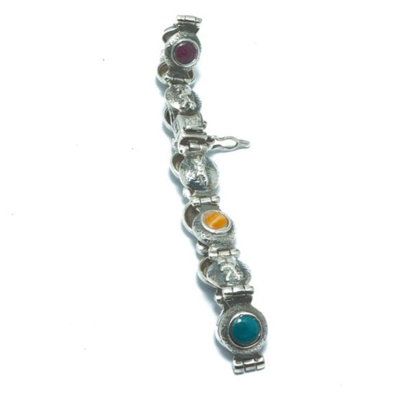 Design solid silver bracelet with stones and shells - ITIncanTraditional