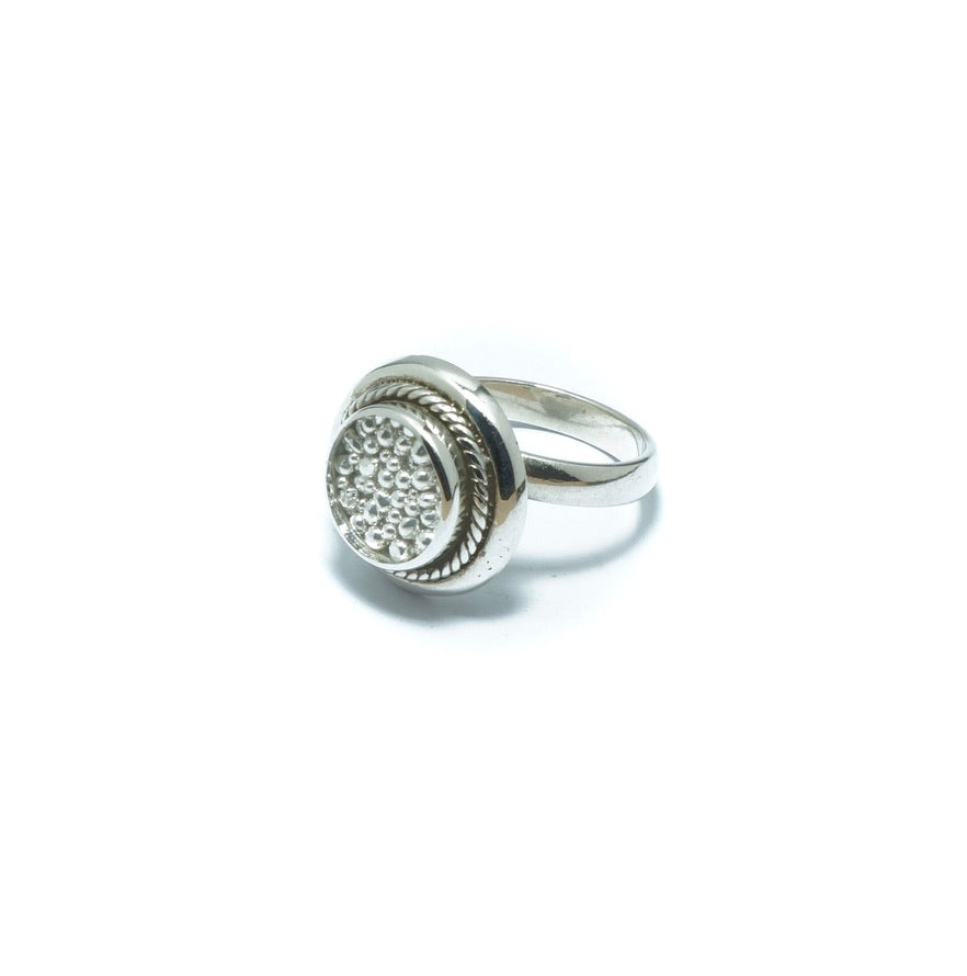 Circular fine silver grain ring - ITIncanTraditional