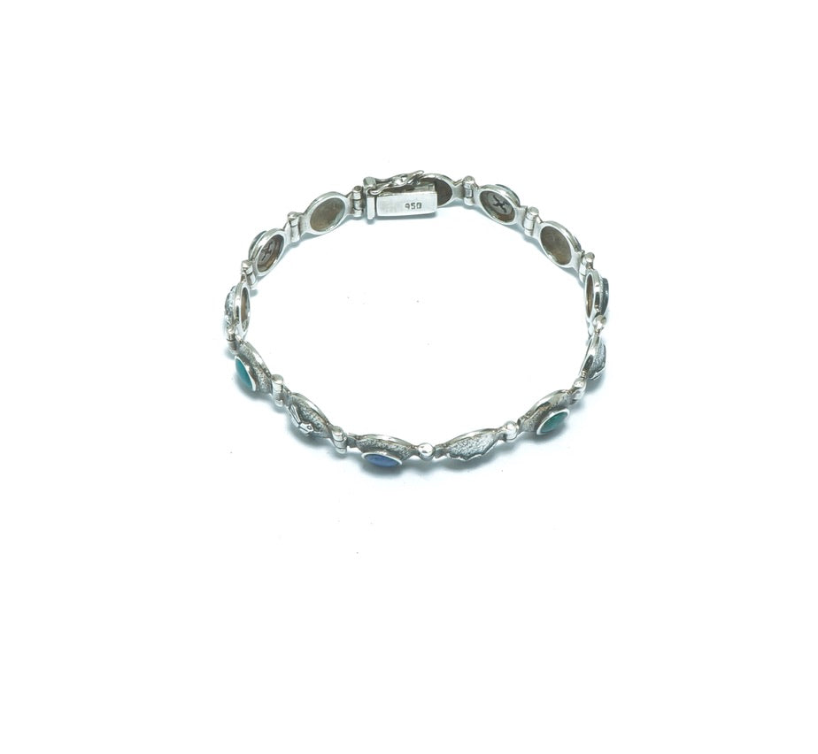 Design solid silver bracelet with stones and shells - ITIncanTraditional