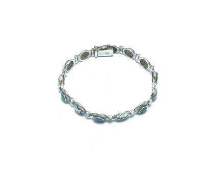 Design solid silver bracelet with stones and shells - ITIncanTraditional