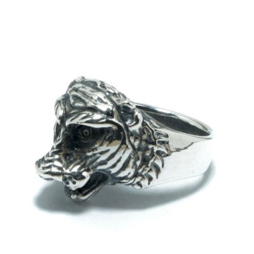 Jaguar head luxury silver solid ring - ITIncanTraditional