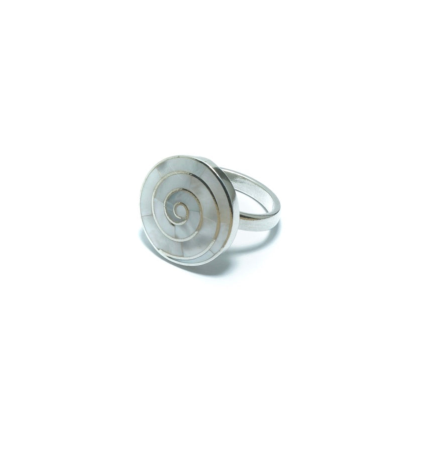 Pachamama Mother or Pearl design solid silver ring - ITIncanTraditional