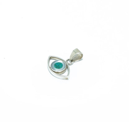 Chrysocolla Eye luxury silver pendant with Nacre - ITIncanTraditional