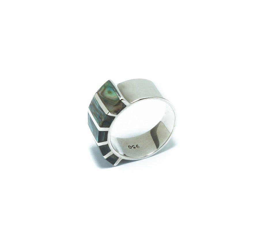 Abalone rectangular silver ring - ITIncanTraditional