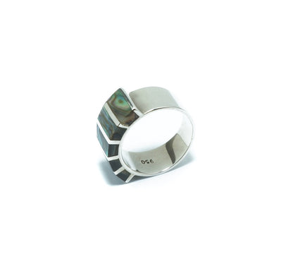 Abalone rectangular silver ring - ITIncanTraditional