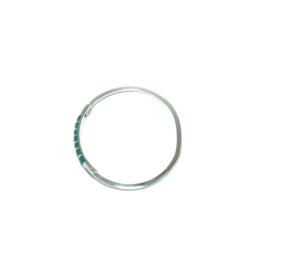 Chrysocolla design solid silver bracelet - ITIncanTraditional