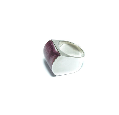 Solid silver ring with purple Spondylus shell - ITIncanTraditional