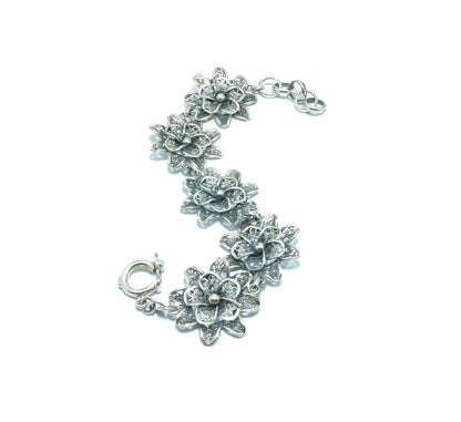 Flower luxury elegant silver bracelet - ITIncanTraditional