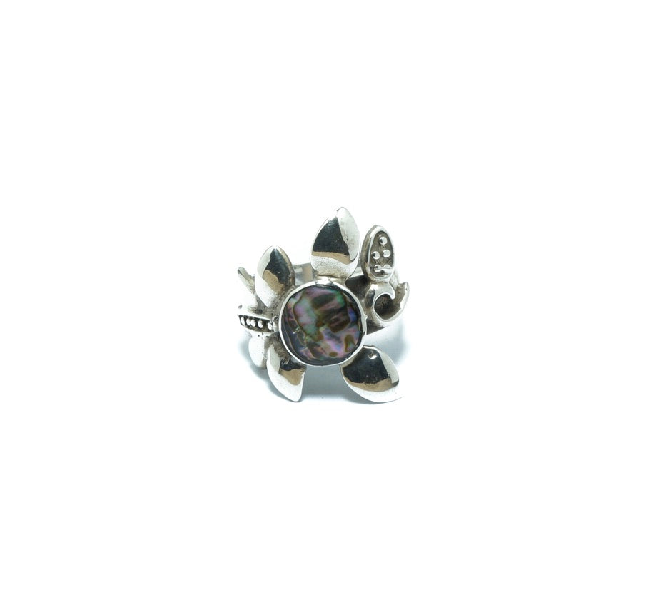 Abalone luxury floral silver ring - ITIncanTraditional