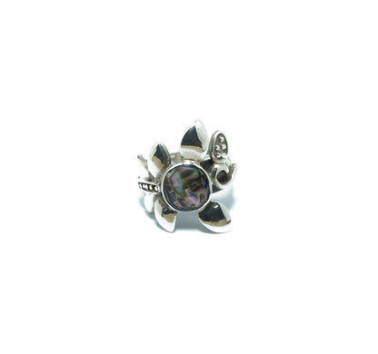 Abalone luxury floral silver ring - ITIncanTraditional