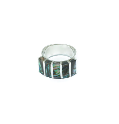 Abalone rectangular silver ring - ITIncanTraditional