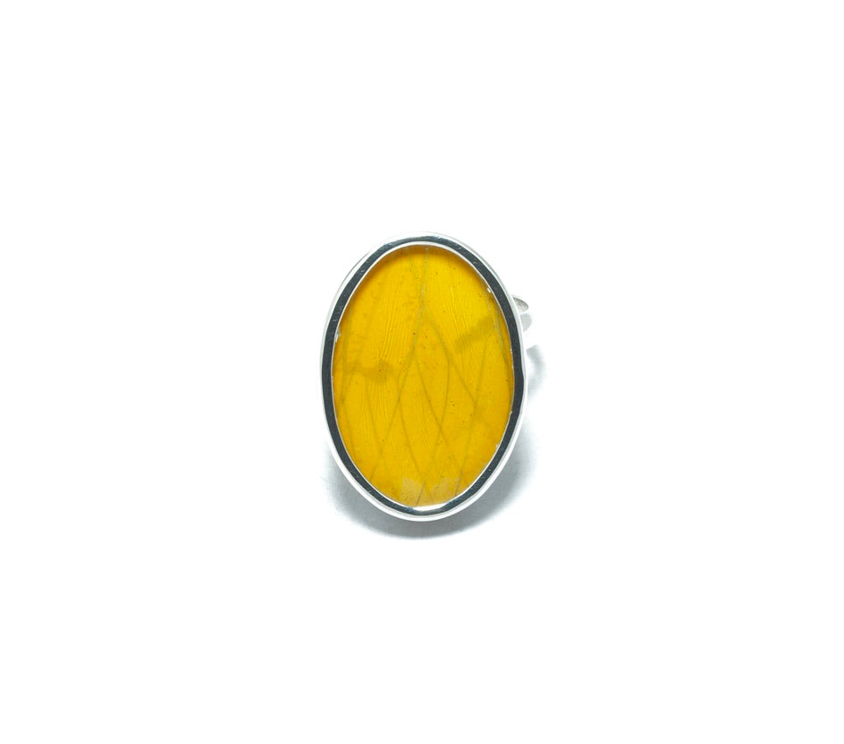 Phoebis Philea yellow luxury silver ring - ITIncanTraditional