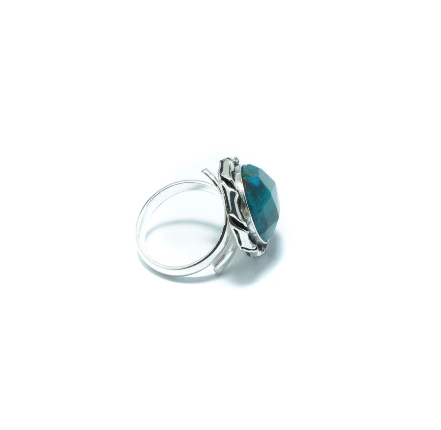 Peruvian Turquoise faceted solid elegant ring adjustable - ITIncanTraditional