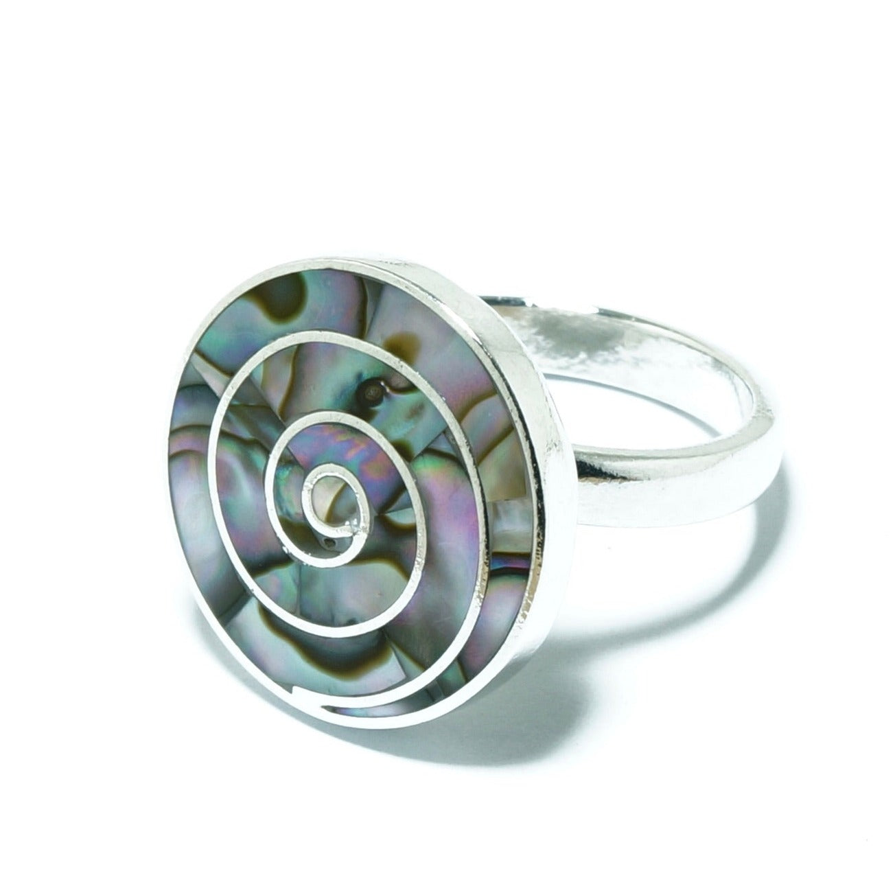 Spiral Abalone luxury solid silver ring - ITIncanTraditional