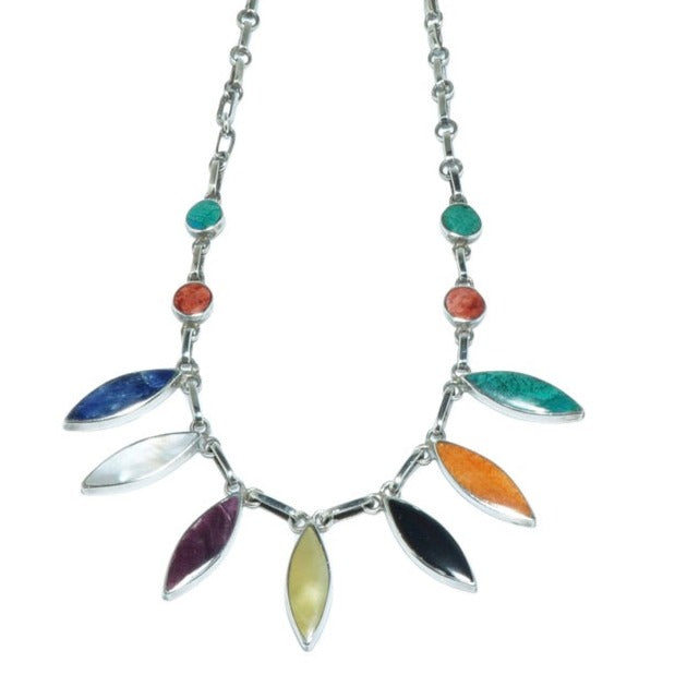 Incan Leaf elegant design solid silver necklace - ITIncanTraditional