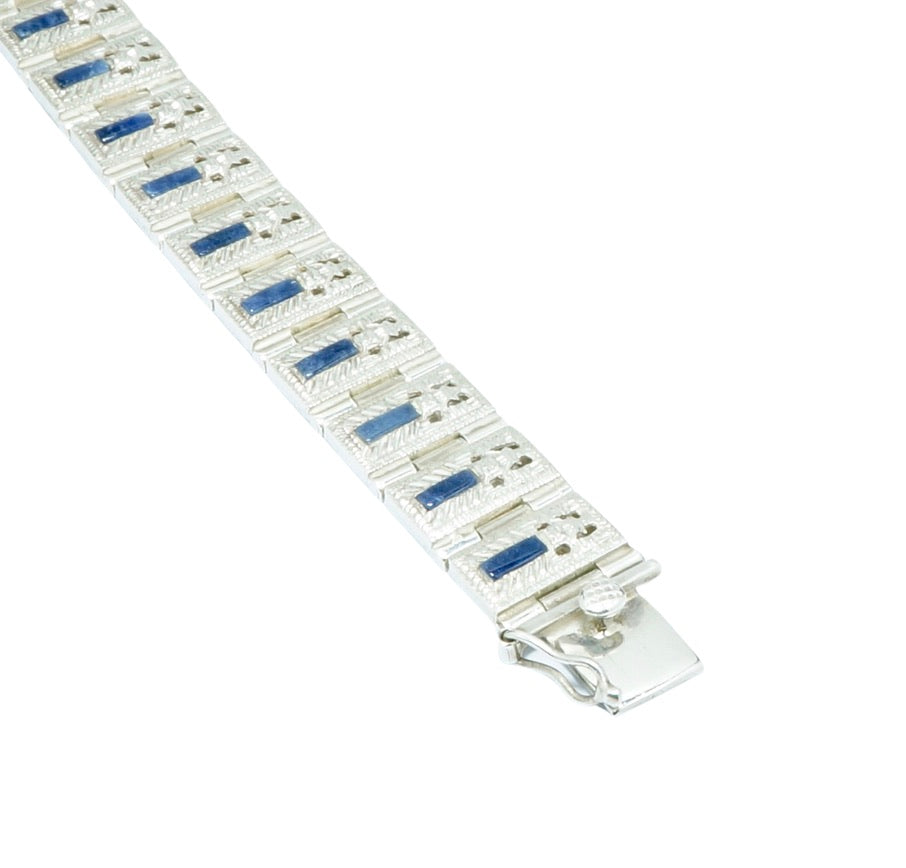 Raimondi Stele Sodalite luxury design solid silver bracelet - ITIncanTraditional