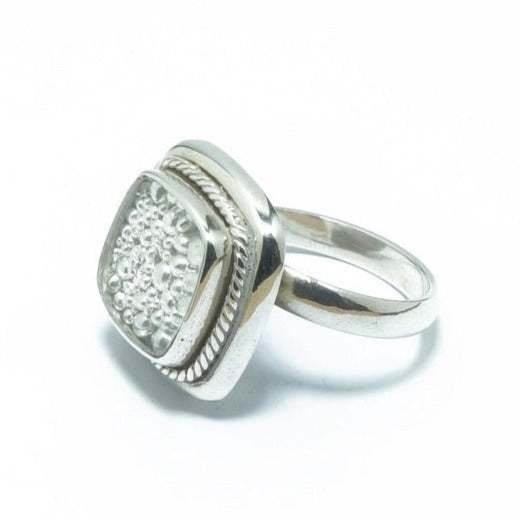 Square fine silver grain ring - ITIncanTraditional