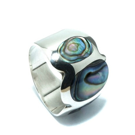 Abalone luxury solid silver ring - ITIncanTraditional