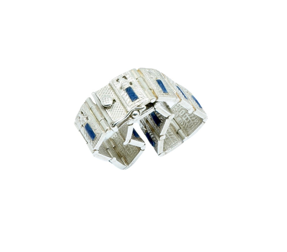 Raimondi Stele Sodalite luxury design solid silver bracelet - ITIncanTraditional