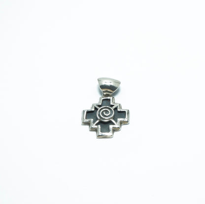 Chacana luxury solid oxidized silver pendant - ITIncanTraditional