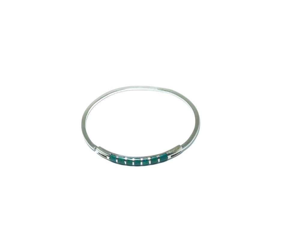 Chrysocolla design solid silver bracelet - ITIncanTraditional