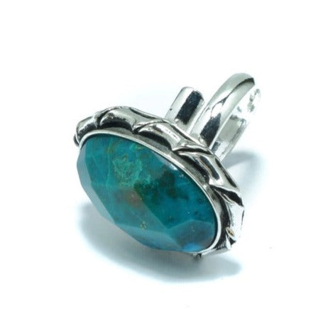 Peruvian Turquoise faceted solid elegant ring adjustable - ITIncanTraditional