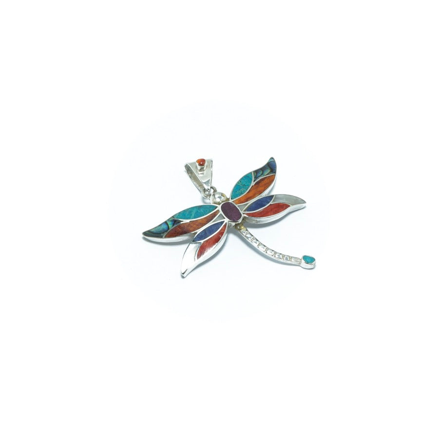 Dragonfly luxury design solid silver pendant - ITIncanTraditional