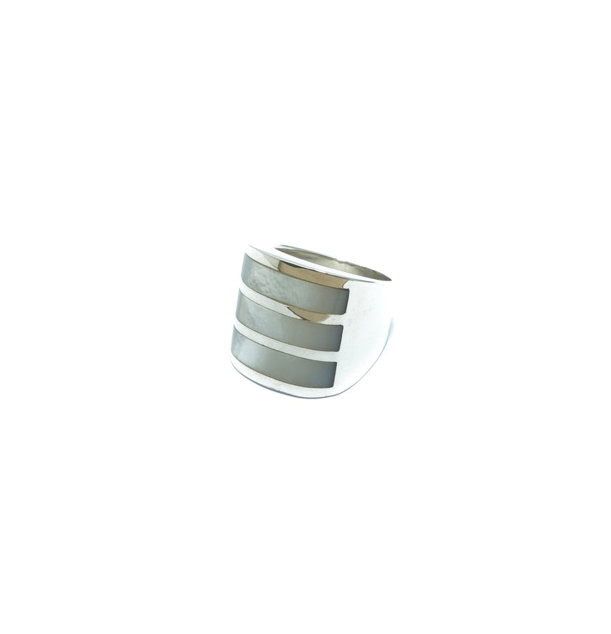 Triple Mother or Pearl design solid silver ring - ITIncanTraditional