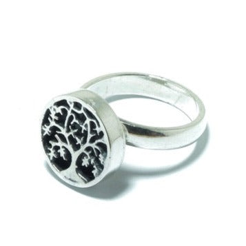 Tree of Life solid silver ring in oxidized silver - ITIncanTraditional