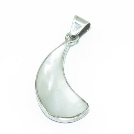 Modern Mother of Pearl luxury circular solid silver pendant II - ITIncanTraditional