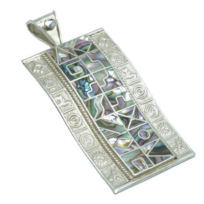 Incan Calendar luxury solid silver pendant with Abalone shell II - ITIncanTraditional