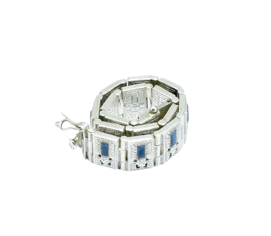 Raimondi Stele Sodalite luxury design solid silver bracelet - ITIncanTraditional