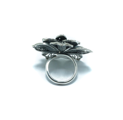 Ajustable luxury flower solid silver ring - ITIncanTraditional