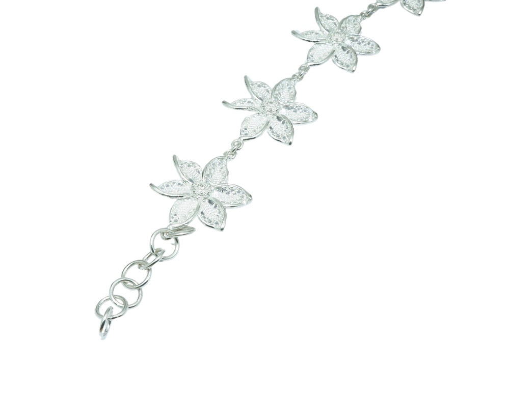 Filigree Flower luxury elegant silver bracelet - ITIncanTraditional