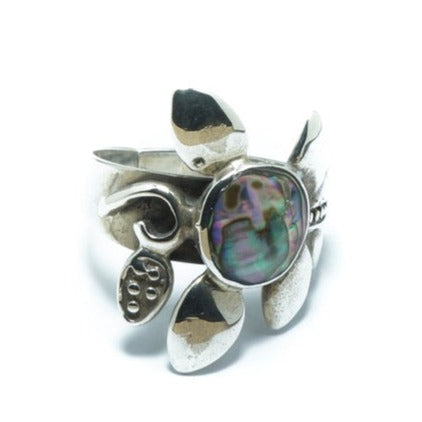 Abalone luxury floral silver ring - ITIncanTraditional