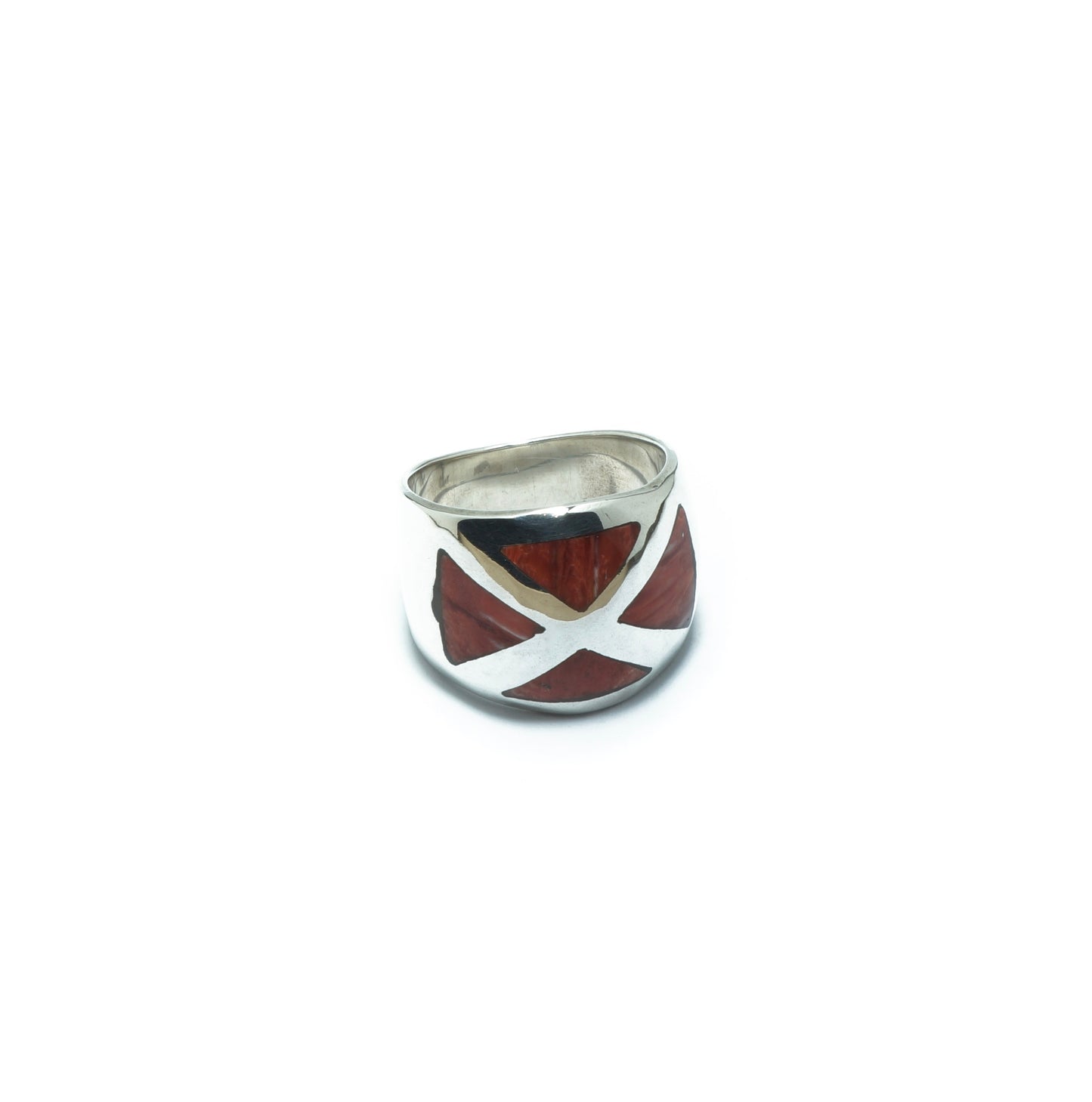 Red Spondylus shell luxury solid silver ring - ITIncanTraditional