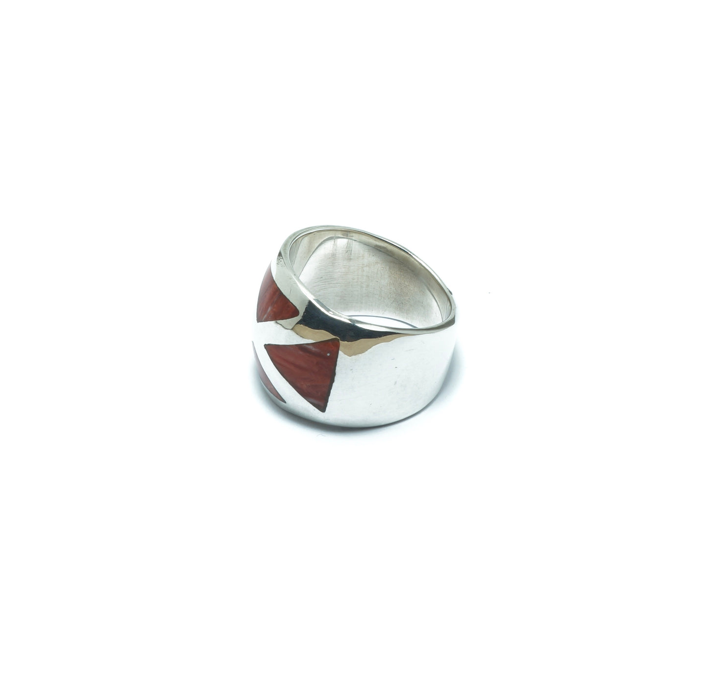 Red Spondylus shell luxury solid silver ring - ITIncanTraditional