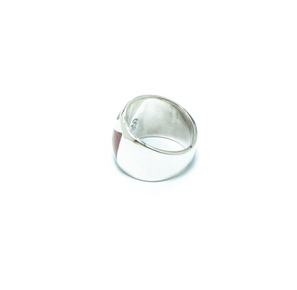 Red Spondylus shell luxury solid silver ring - ITIncanTraditional