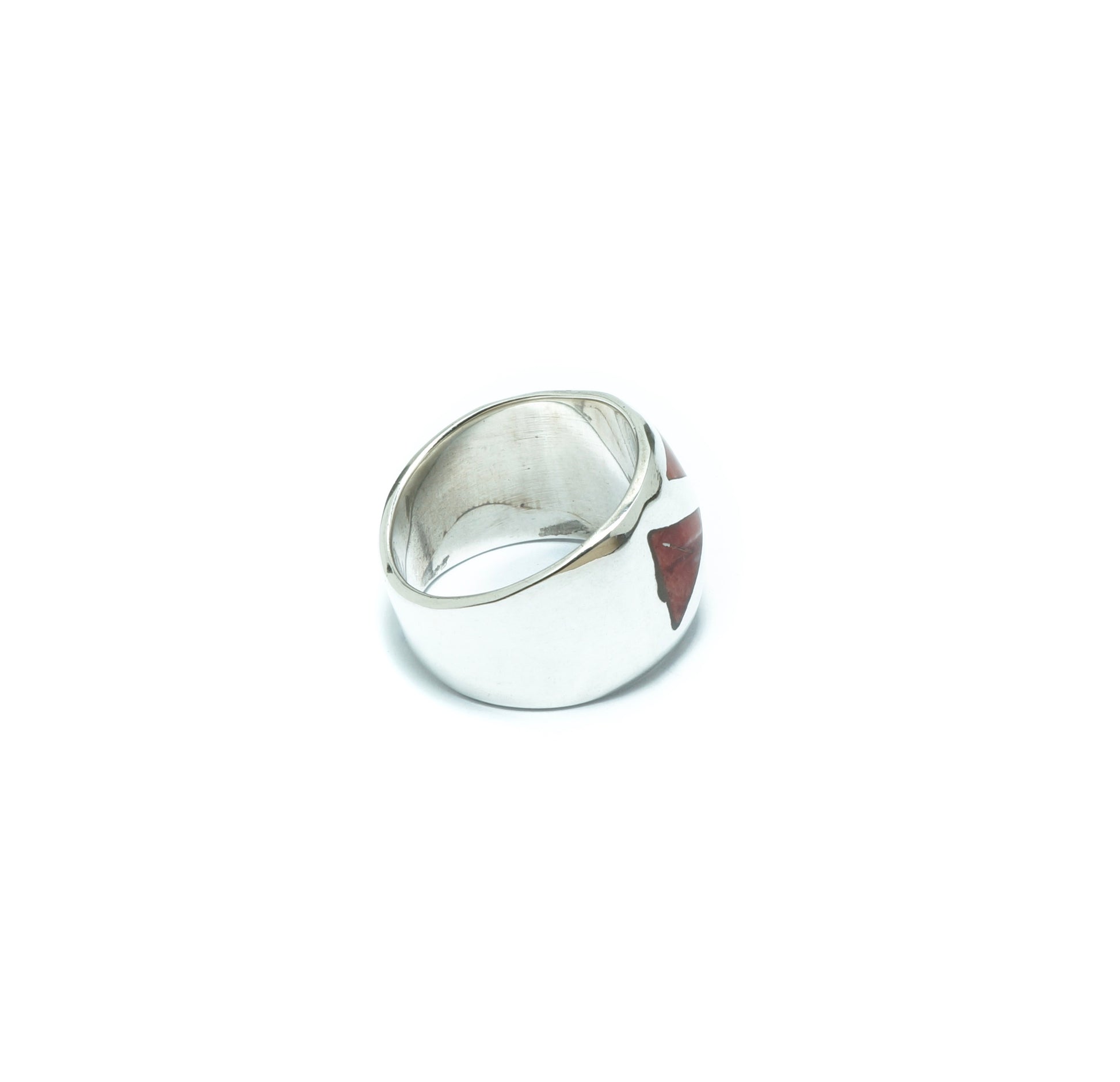 Red Spondylus shell luxury solid silver ring - ITIncanTraditional