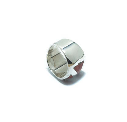 Red Spondylus shell luxury solid silver ring - ITIncanTraditional