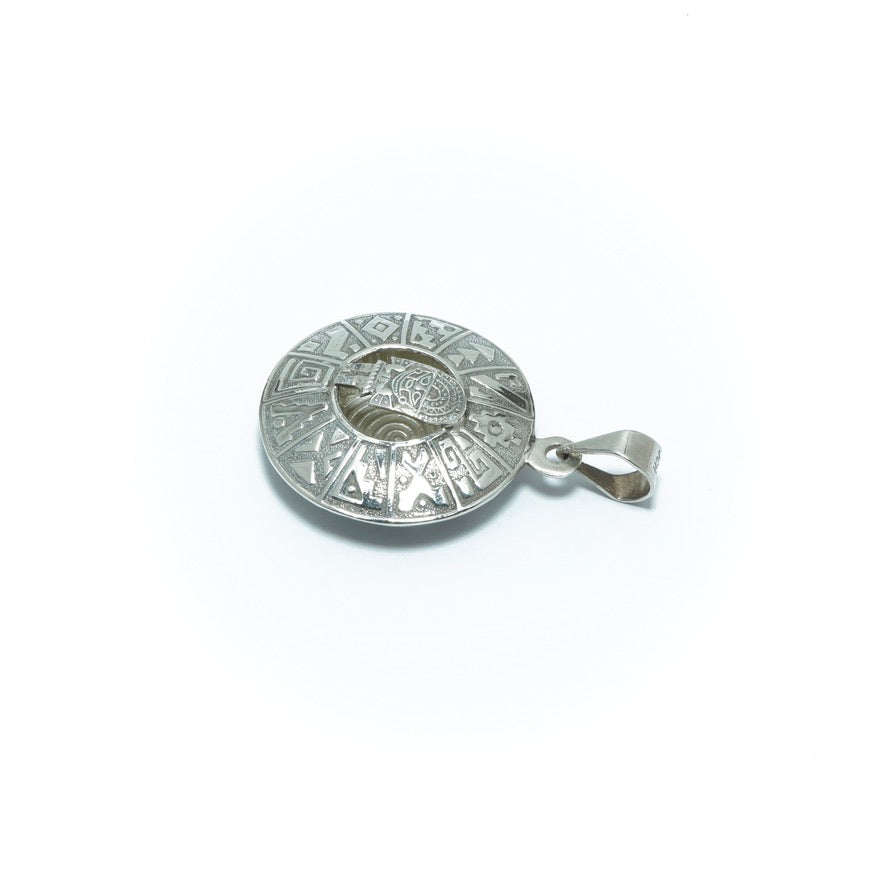 Incan Calendar luxury solid oxidized silver pendant - ITIncanTraditional