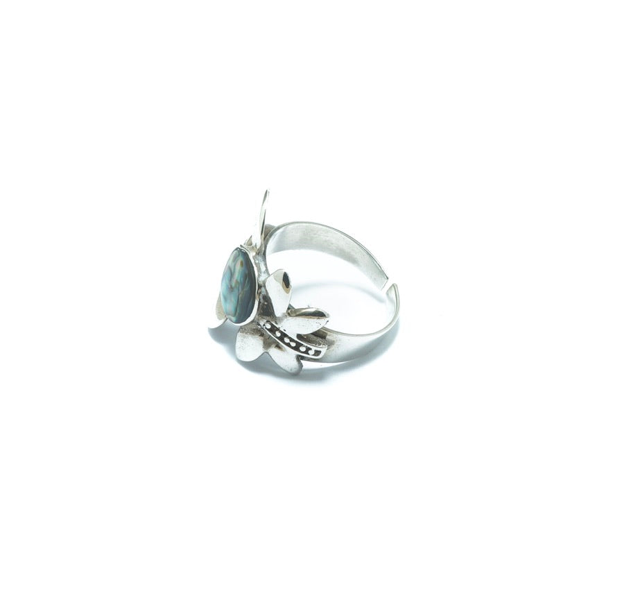 Abalone luxury floral silver ring - ITIncanTraditional