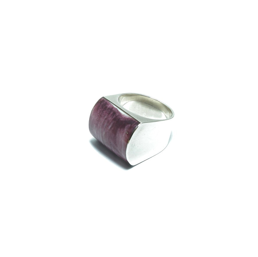 Solid silver ring with purple Spondylus shell - ITIncanTraditional