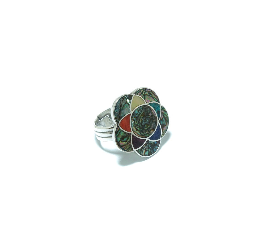 Geometrical luxury solid silver ring - ITIncanTraditional