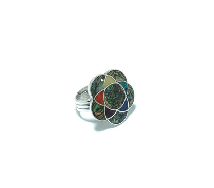 Geometrical luxury solid silver ring - ITIncanTraditional