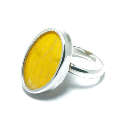 Phoebis Philea yellow luxury silver ring - ITIncanTraditional