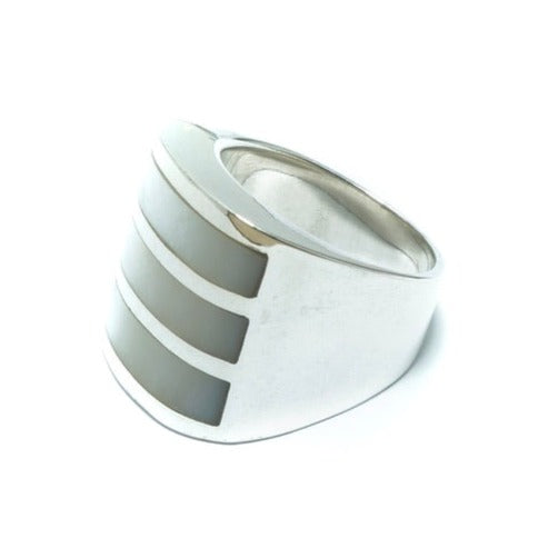 Triple Mother or Pearl design solid silver ring - ITIncanTraditional