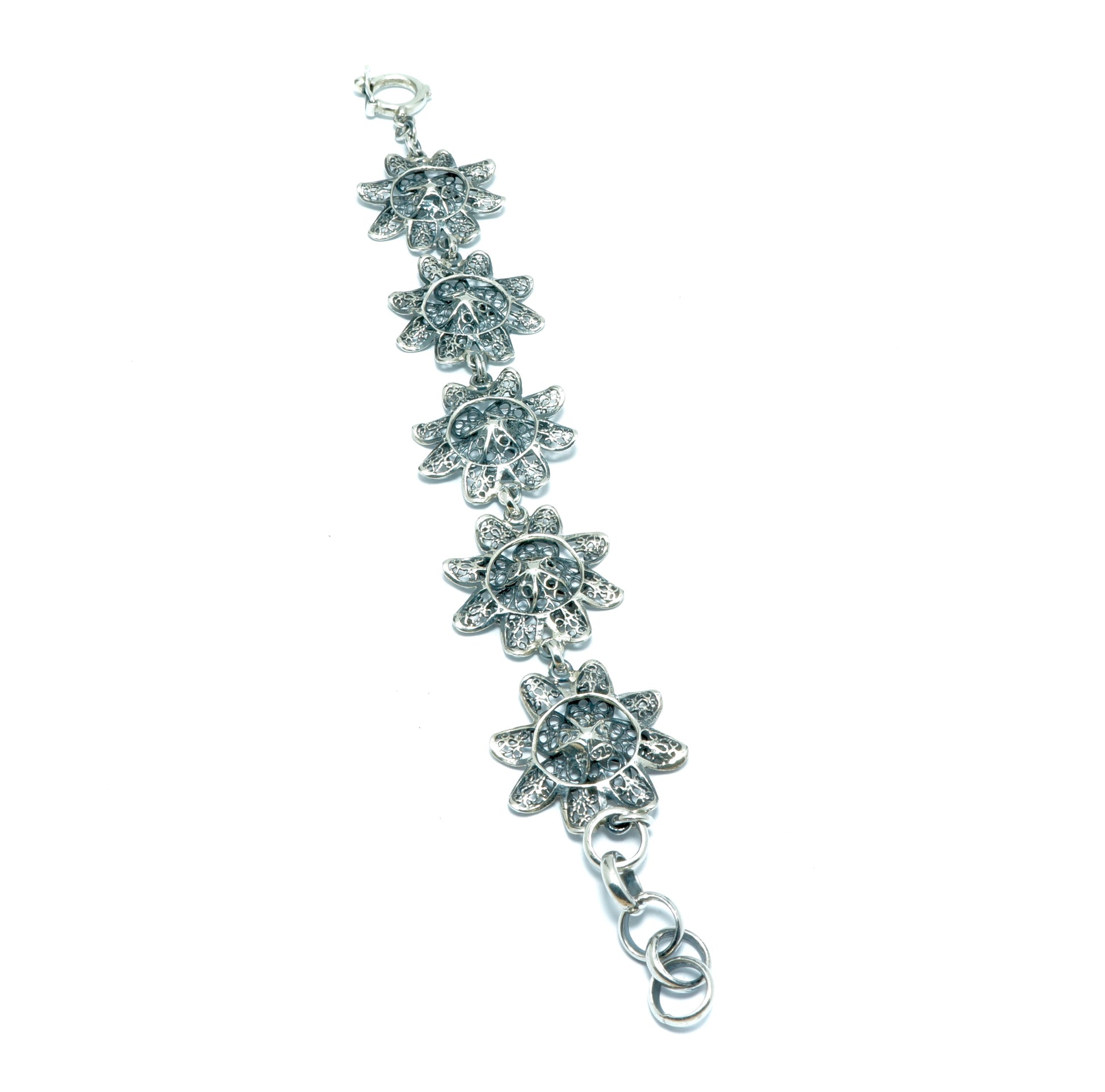 Flower luxury elegant silver bracelet - ITIncanTraditional