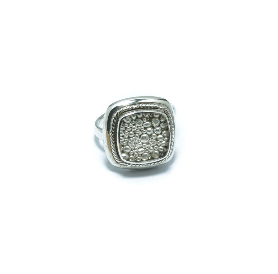 Square fine silver grain ring - ITIncanTraditional