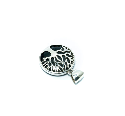 Onyx Tree of life luxury solid silver pendant - ITIncanTraditional